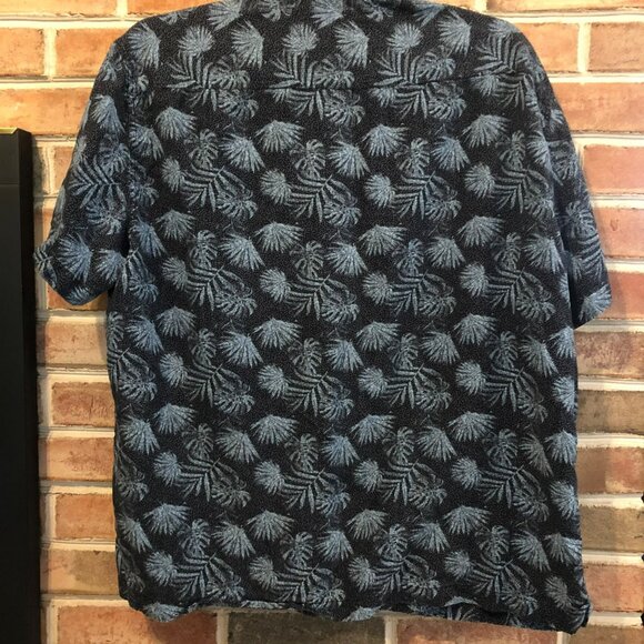 Nat Nast Hawiian Print Silk Blend Button Up SS Shirt Sz XL Mens Navy Blue - Picture 6 of 8